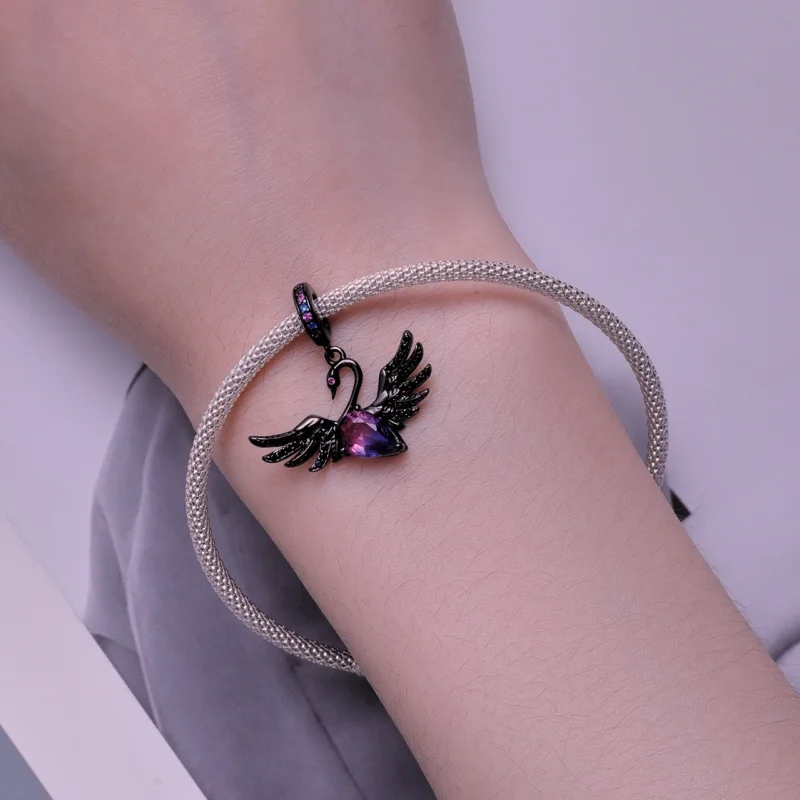 (afbeelding voor) Pandora-stijl Zwarte Zwaan Hanger - SCC2490 - Bekijken 5