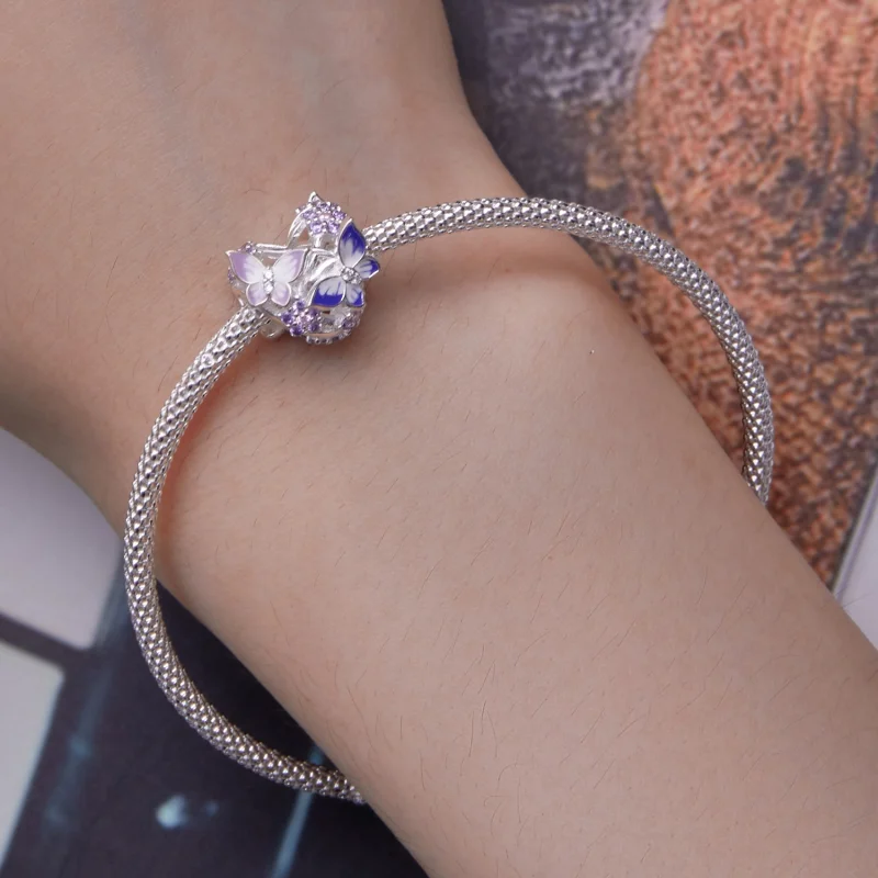 (afbeelding voor) Pandora-stijlbedel in de vorm van een hart met vlinder - SCC2464 - Bekijken 6