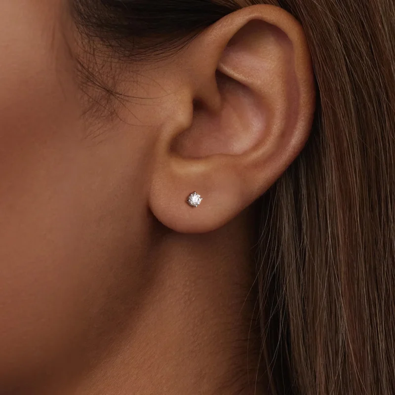 (afbeelding voor) Pandora Stijl 0.1Ct Moissanite Studs Oorbellen (Twee Certificaten) - MSE038 - Bekijken 2