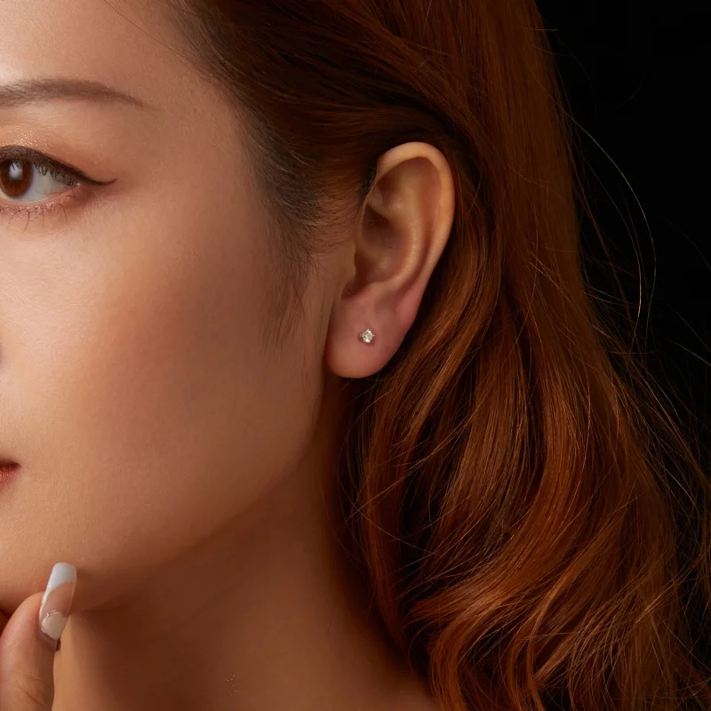 (afbeelding voor) Pandora Stijl 0.1Ct Moissanite Studs Oorbellen (Twee Certificaten) - MSE038 - Bekijken 5