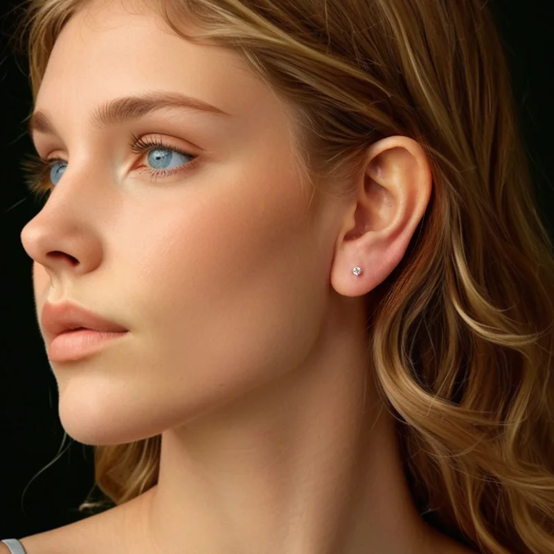 (afbeelding voor) Pandora Stijl 0.1Ct Moissanite Studs Oorbellen (Twee Certificaten) - MSE038 - Bekijken 6