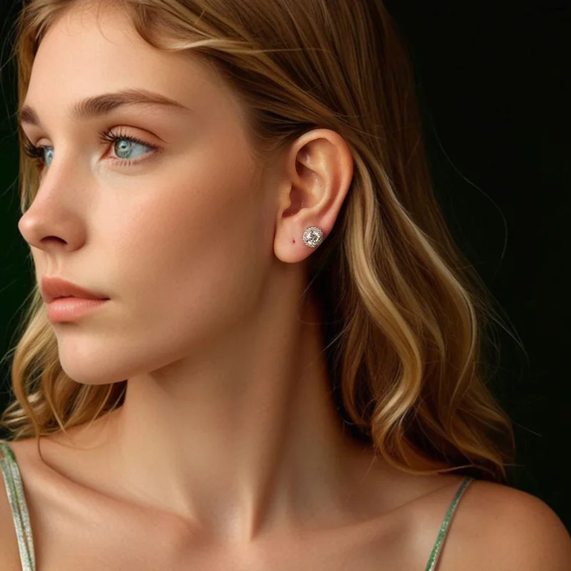 (afbeelding voor) Pandora stijl 1-karaats Moissanite Studs Oorbellen (Twee Certificaten) - MSE039 - Bekijken 2