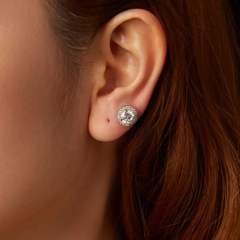 (afbeelding voor) Pandora stijl 1-karaats Moissanite Studs Oorbellen (Twee Certificaten) - MSE039 - Bekijken 4