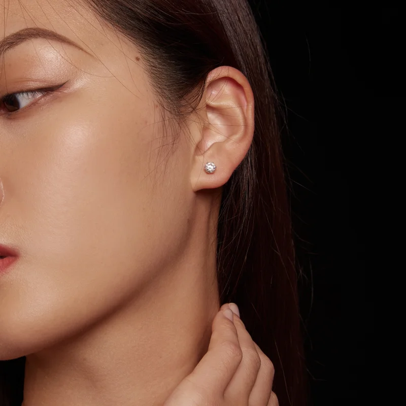 (afbeelding voor) Pandora Stijl 0.5 Karaat Vierklauw Moissanite Oorknopjes - MSE004-S - Bekijken 5