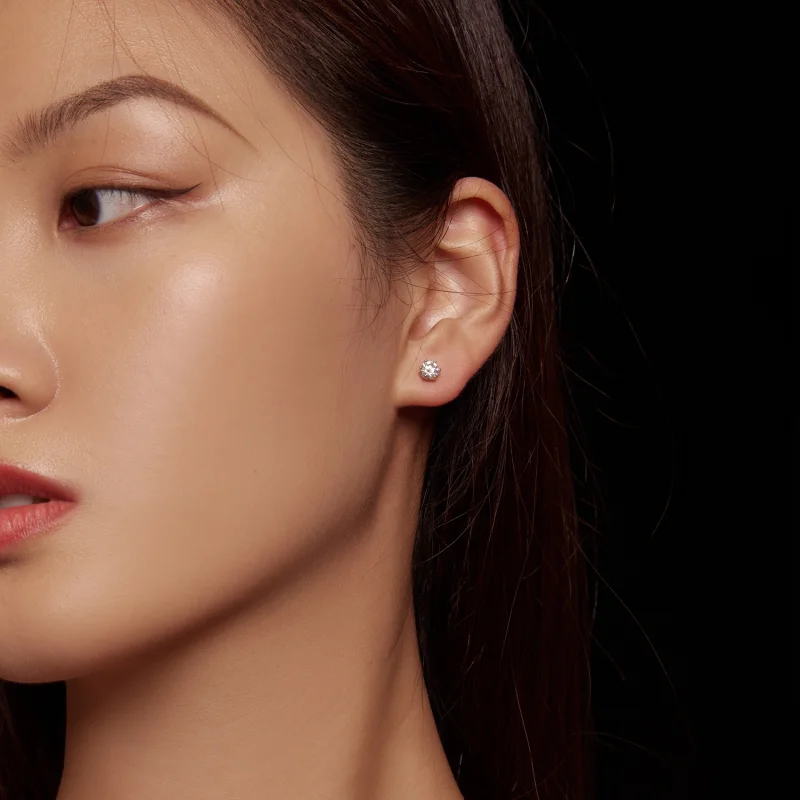 (afbeelding voor) Pandora Stijl 0.5 Karaat Vierklauw Moissanite Oorknopjes - MSE004-S - Bekijken 6