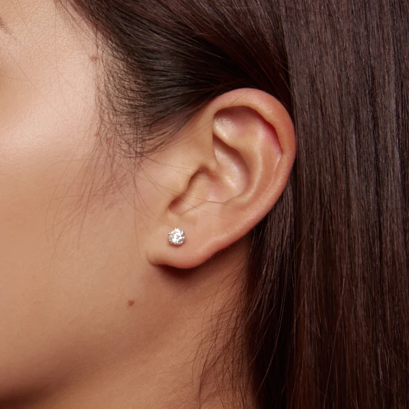 (afbeelding voor) Pandora Stijl 0.5 Karaat Vierklauw Moissanite Oorknopjes - MSE004-S - Bekijken 7