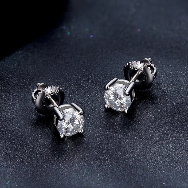 (afbeelding voor) Pandora-stijl 0,5 karaat vierklauw moissanite stekeroorbellen - MSE003-S - Bekijken 4