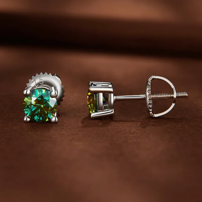 (afbeelding voor) Pandora-stijl 0,5 karaat vierklauws Moissanite-stekeroorbellen - MSE003-CFS - Bekijken 2