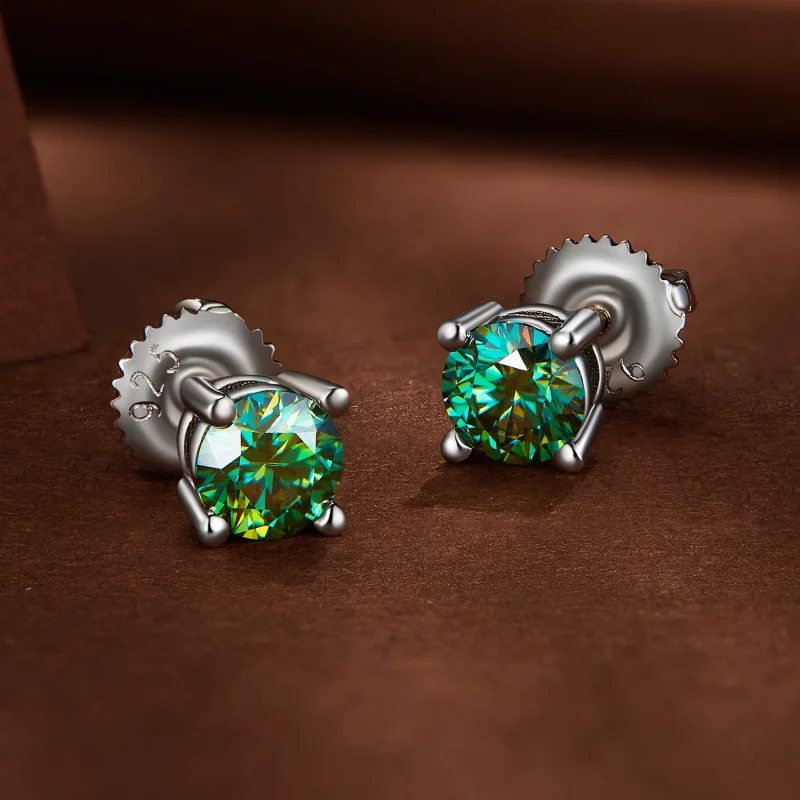 (afbeelding voor) Pandora-stijl 0,5 karaat vierklauws Moissanite-stekeroorbellen - MSE003-CFS - Bekijken 3