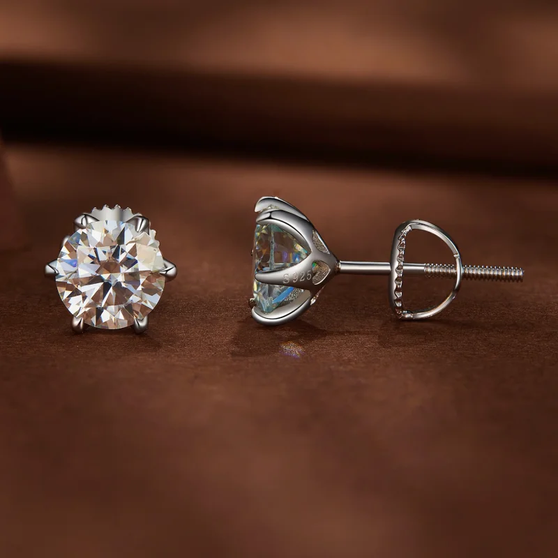 (afbeelding voor) Pandora-stijl 1-karaats Moissanite-stekeroorbellen - MSE021-S - Bekijken 2