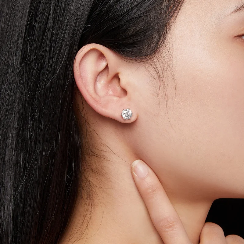 (afbeelding voor) Pandora-stijl 1-karaats Moissanite-stekeroorbellen - MSE021-S - Bekijken 6