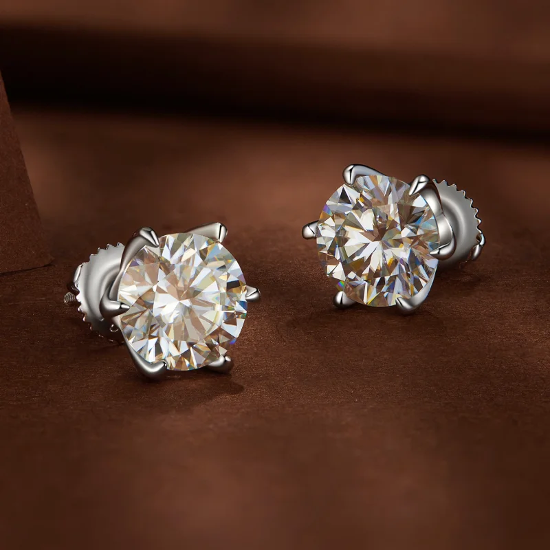 (afbeelding voor) Pandora-stijl 2-karaats Moissanite Stud Oorbellen - MSE021-L - Bekijken 3