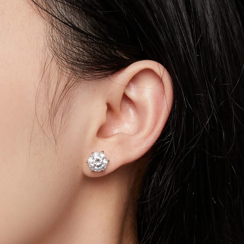 (afbeelding voor) Pandora-stijl 2-karaats Moissanite Stud Oorbellen - MSE021-L - Bekijken 4