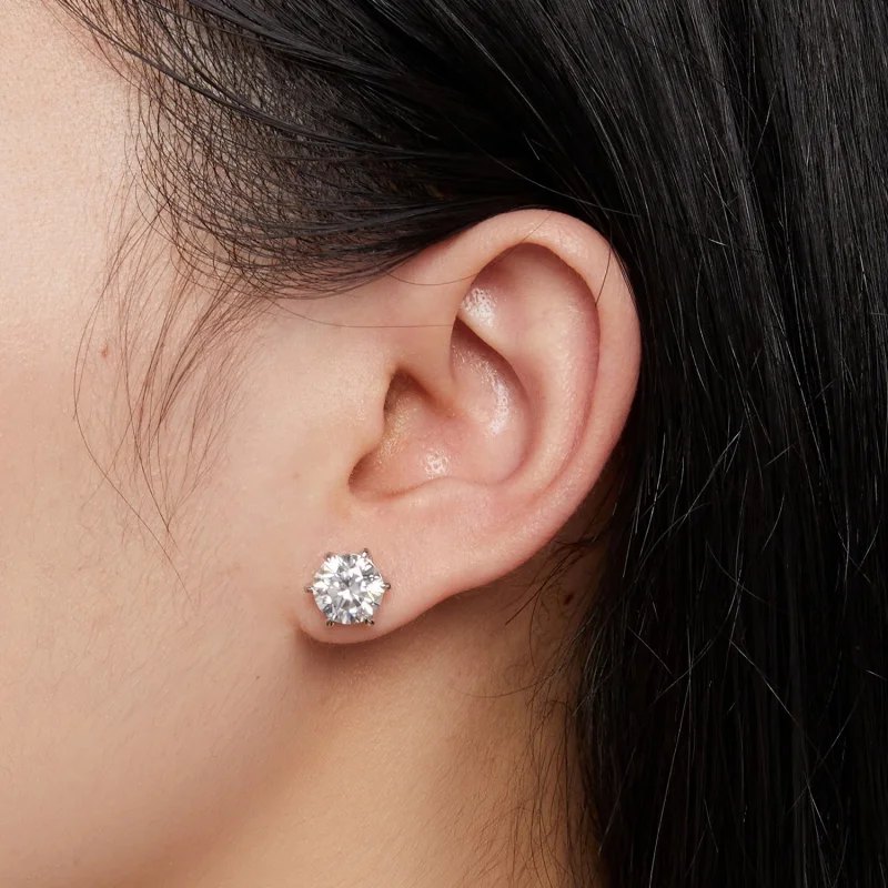 (afbeelding voor) Pandora-stijl 2-karaats Moissanite Stud Oorbellen - MSE021-L - Bekijken 5