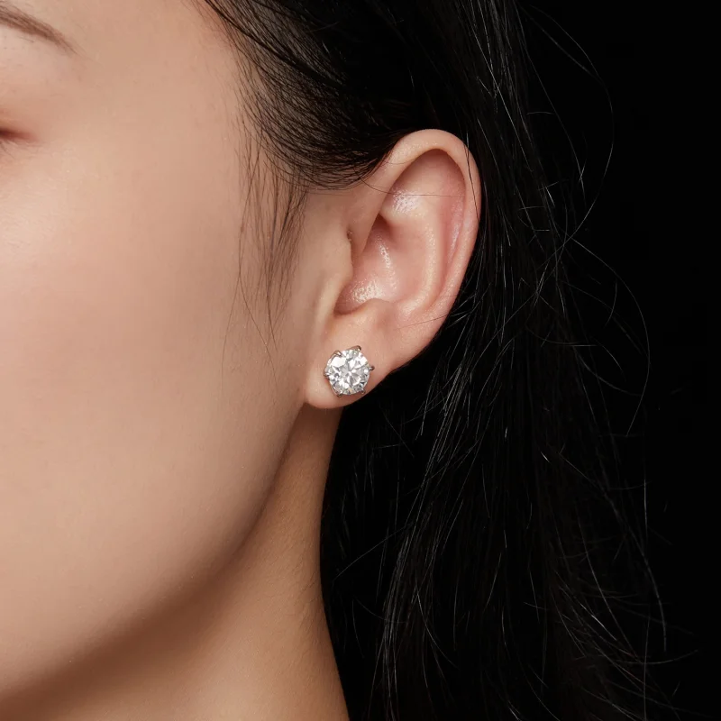 (afbeelding voor) Pandora-stijl 2-karaats Moissanite Stud Oorbellen - MSE021-L - Bekijken 7