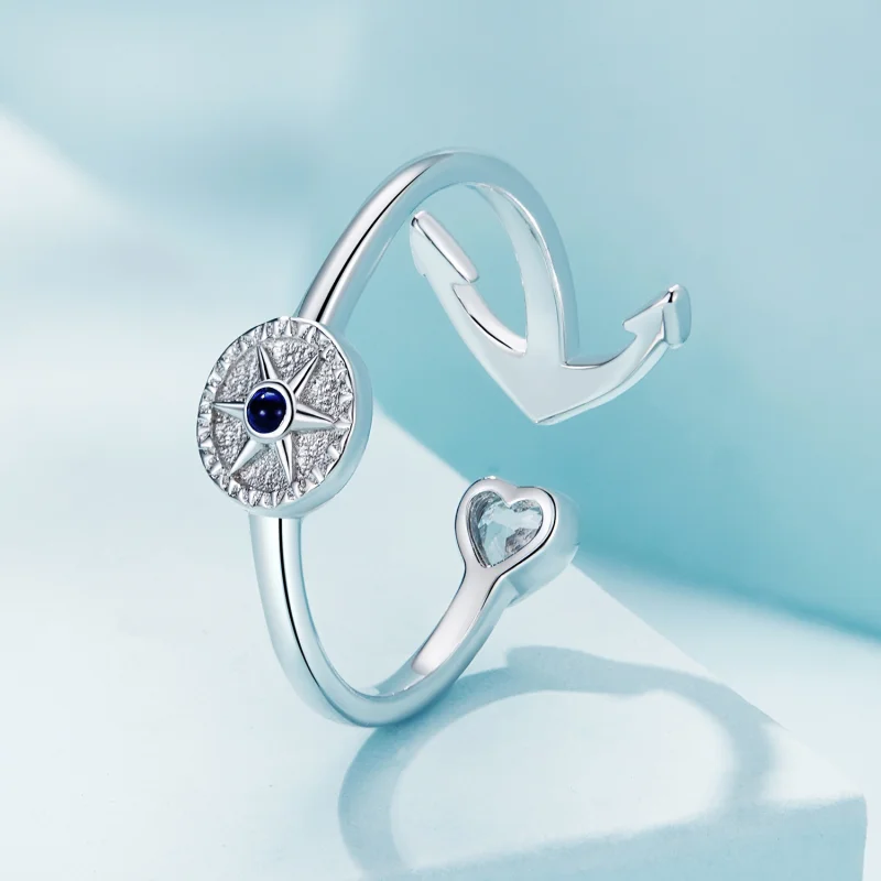 (afbeelding voor) Pandora Stijl Anker Kompas Open Ring - SCR935 - Bekijken 4