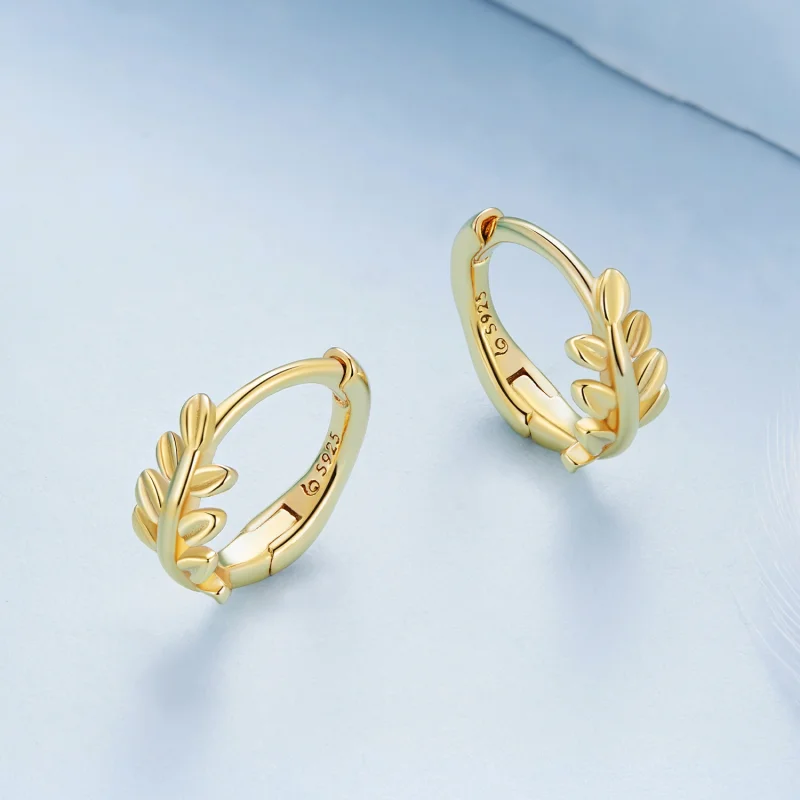 (afbeelding voor) Pandora-stijl Bladeren Hoops Oorbellen - BSE500-B - Bekijken 3