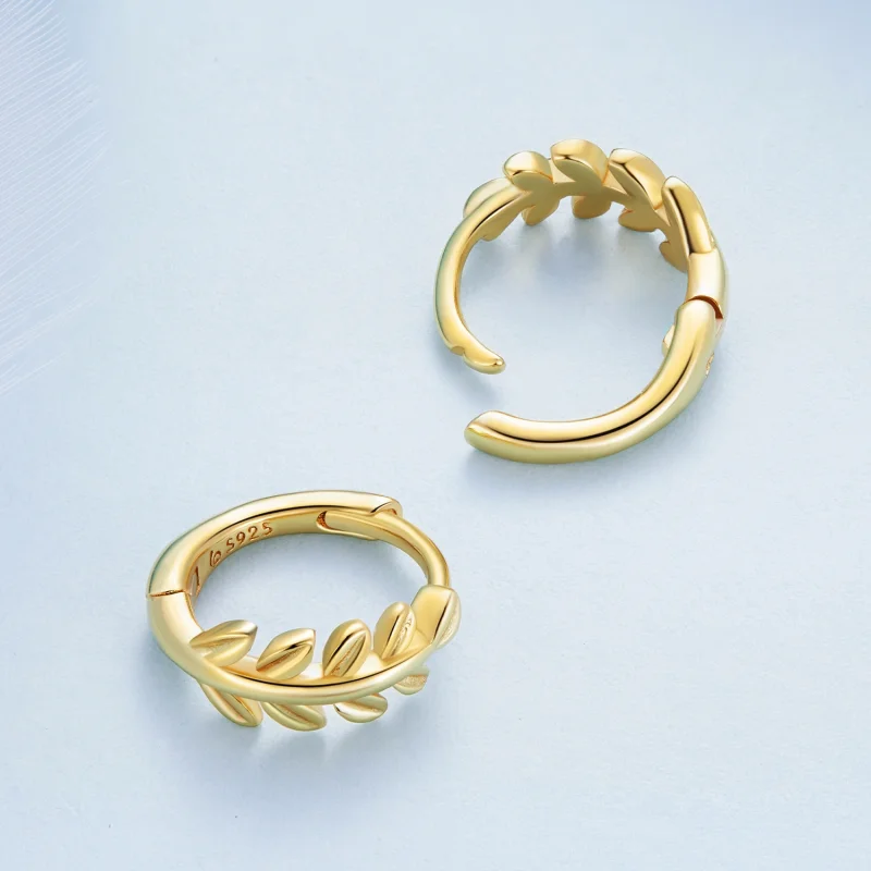 (afbeelding voor) Pandora-stijl Bladeren Hoops Oorbellen - BSE500-B - Bekijken 4