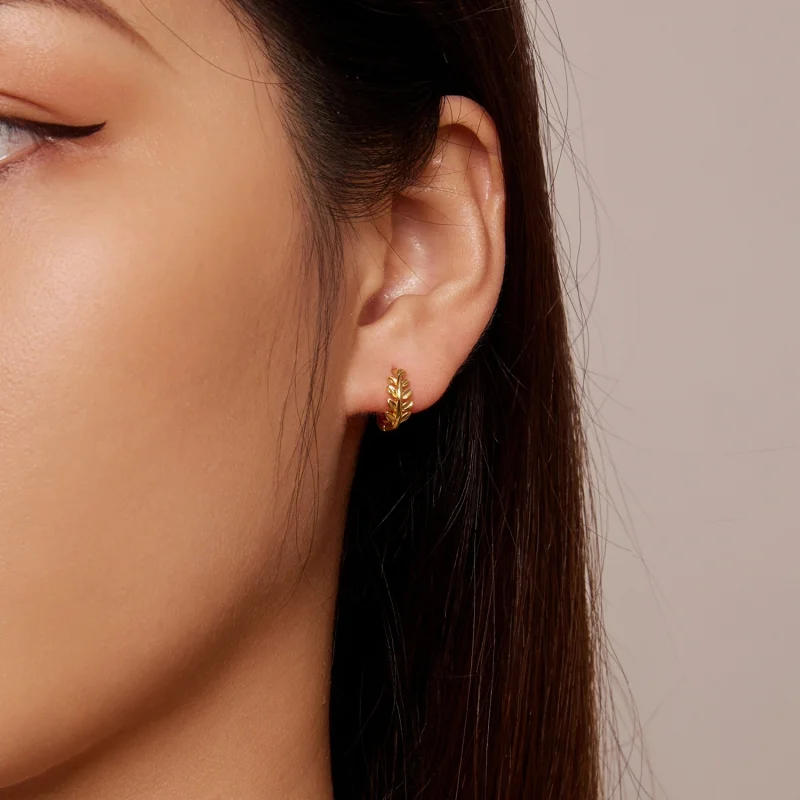 (afbeelding voor) Pandora-stijl Bladeren Hoops Oorbellen - BSE500-B - Bekijken 5