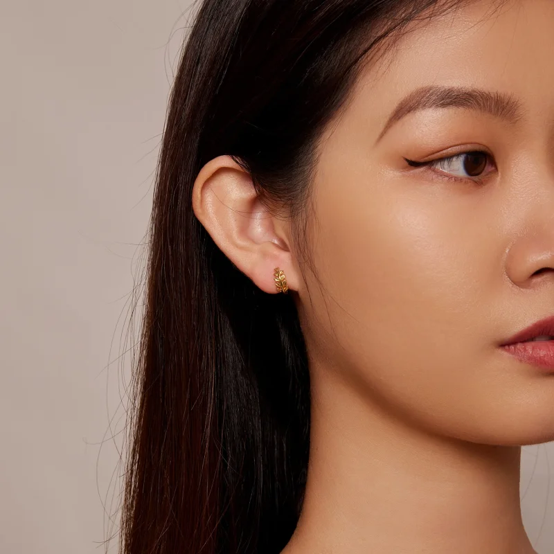 (afbeelding voor) Pandora-stijl Bladeren Hoops Oorbellen - BSE500-B - Bekijken 7