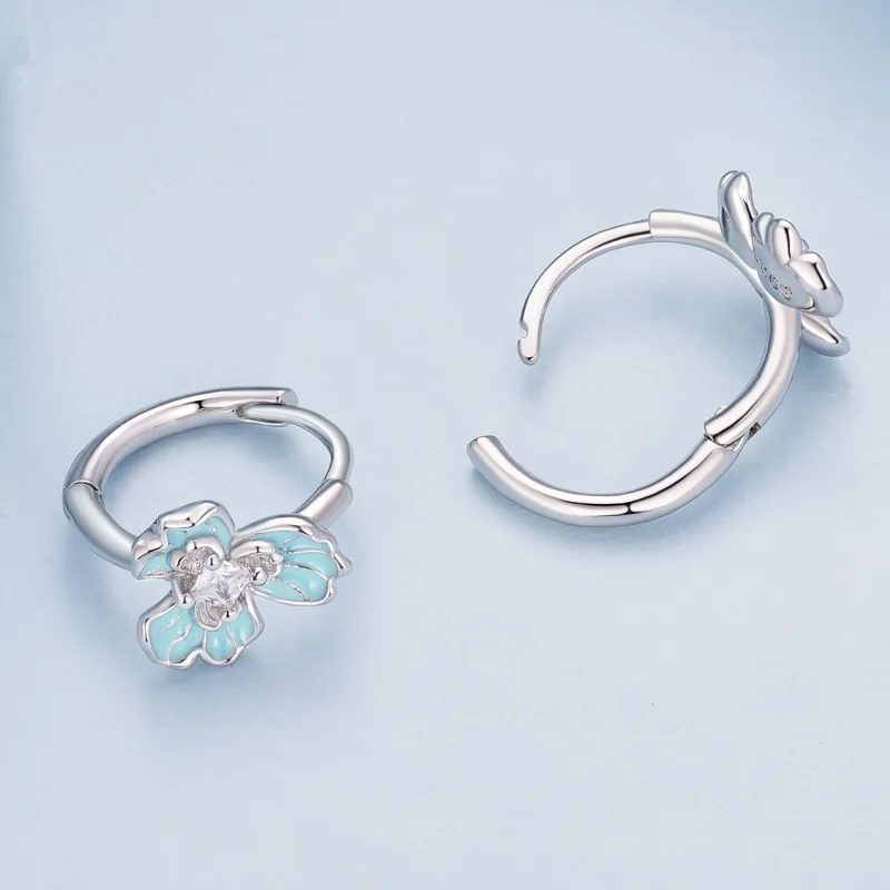 (afbeelding voor) Pandora Stijl Blauwe Iris Hoops Oorbellen - BSE843 - Bekijken 4