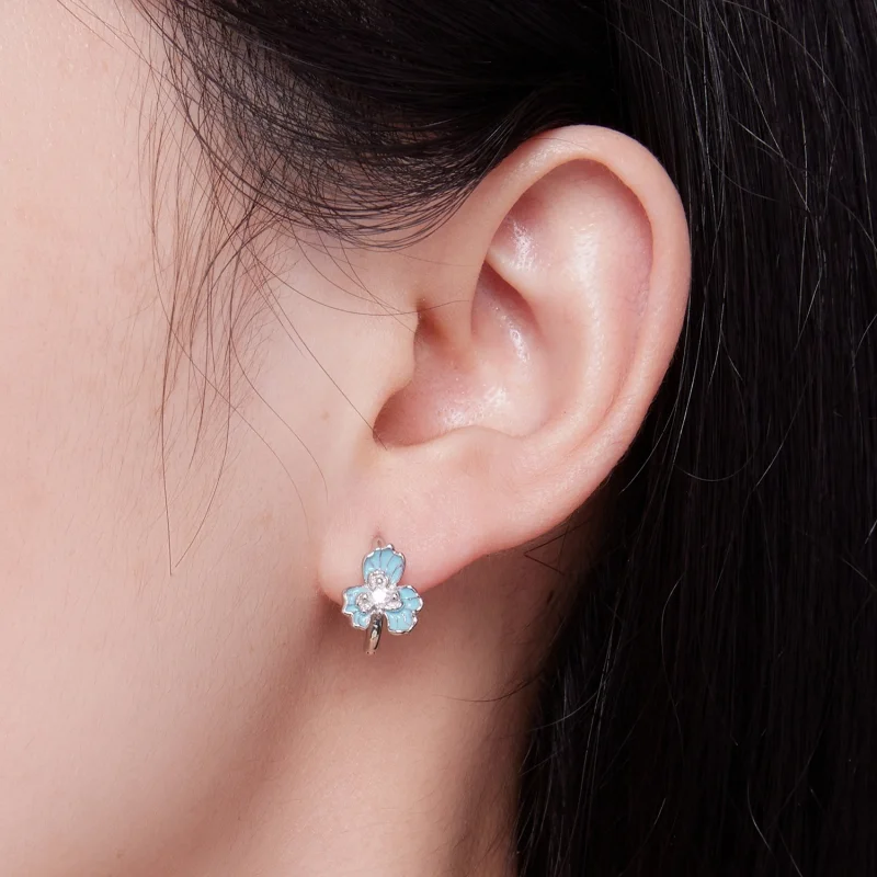 (afbeelding voor) Pandora Stijl Blauwe Iris Hoops Oorbellen - BSE843 - Bekijken 6