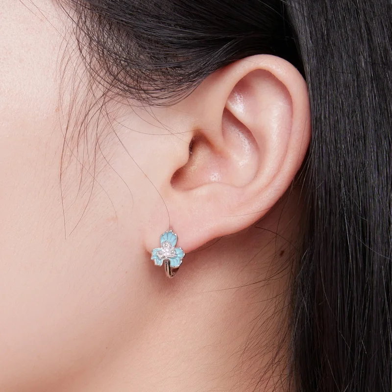 (afbeelding voor) Pandora Stijl Blauwe Iris Hoops Oorbellen - BSE843 - Bekijken 7