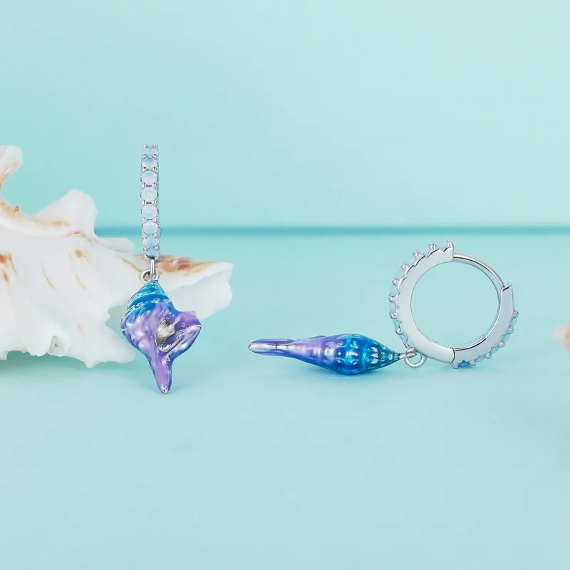 (afbeelding voor) Pandora-stijl Droom Conch Hoepeloorbellen - BSE841 - Bekijken 2