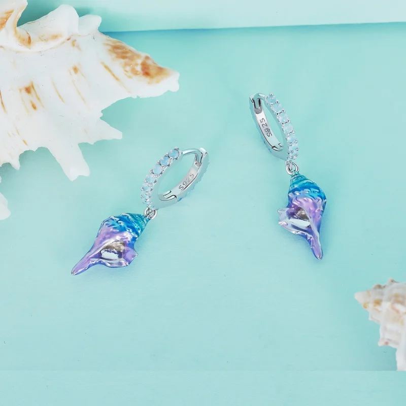 (afbeelding voor) Pandora-stijl Droom Conch Hoepeloorbellen - BSE841 - Bekijken 3