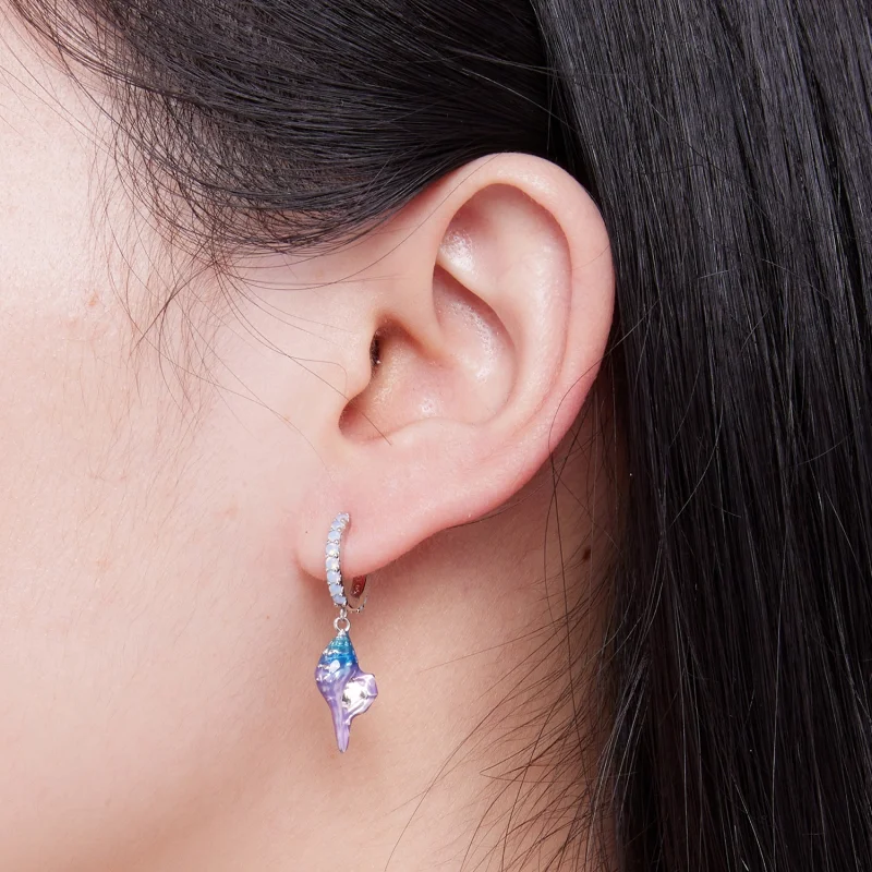 (afbeelding voor) Pandora-stijl Droom Conch Hoepeloorbellen - BSE841 - Bekijken 7