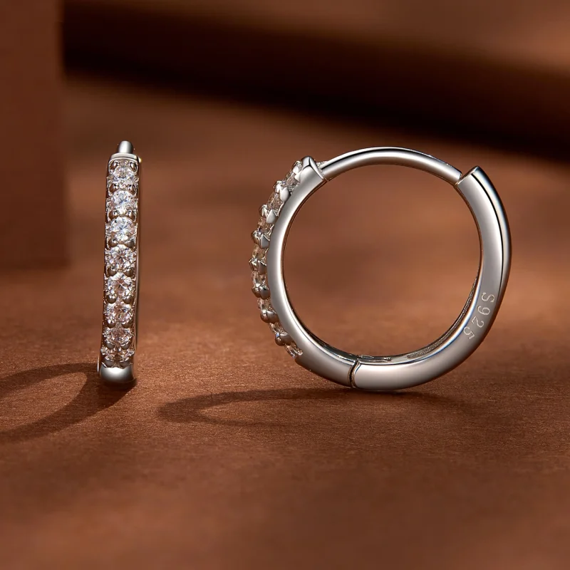 (afbeelding voor) Pandora Stijl Fijne Moissanite Hoops Oorbellen - MSE022 - Bekijken 3