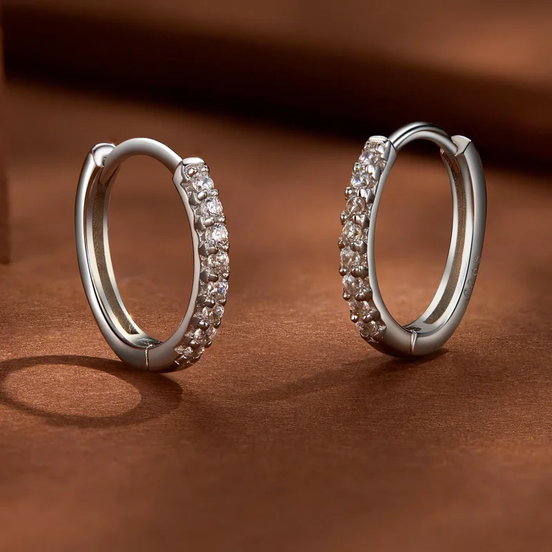 (afbeelding voor) Pandora Stijl Fijne Moissanite Hoops Oorbellen - MSE022 - Bekijken 4