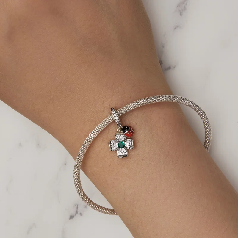 (afbeelding voor) Pandora Stijl Gelukkig Klavertje Vier Lieveheersbeestje Hanger Bedel - SCC2523 - Bekijken 6