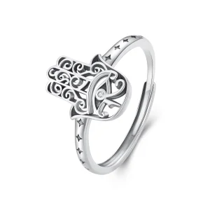 (afbeelding voor) Pandora-stijl Hand van Fatima Open Ring - SCR938