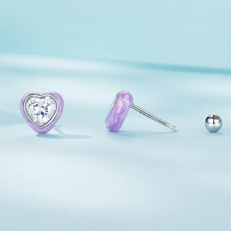 (afbeelding voor) Pandora-stijl Hartvormige Stud Oorbellen - SCE1595 - Bekijken 2