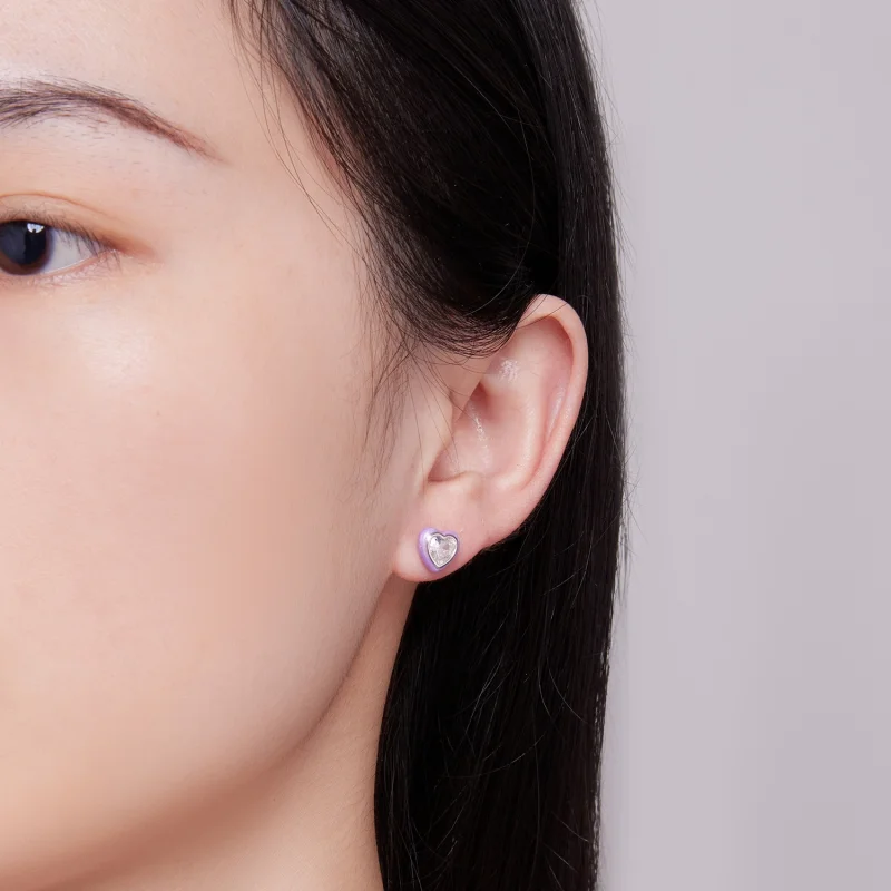 (afbeelding voor) Pandora-stijl Hartvormige Stud Oorbellen - SCE1595 - Bekijken 4