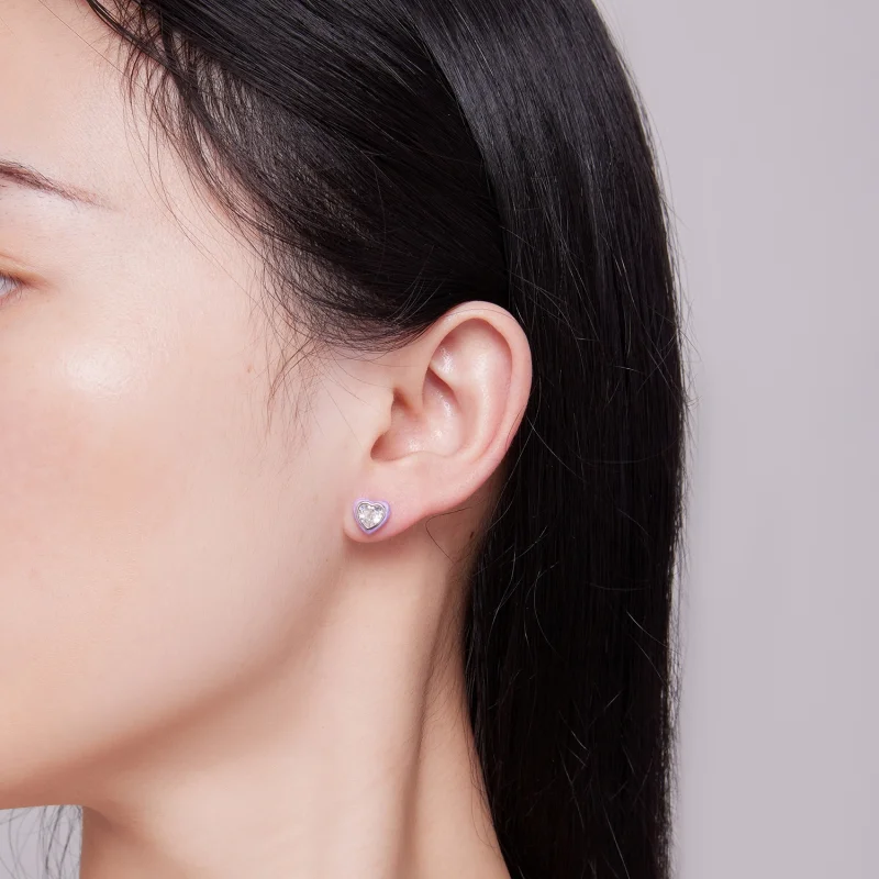 (afbeelding voor) Pandora-stijl Hartvormige Stud Oorbellen - SCE1595 - Bekijken 5