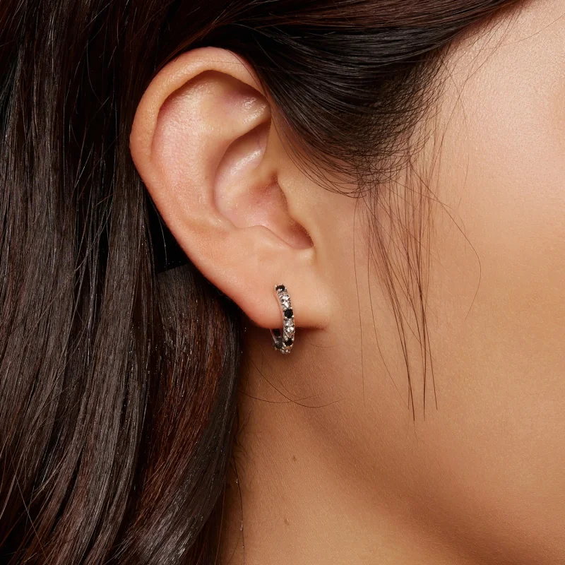 (afbeelding voor) Pandora-stijl Iris Hoops Oorbellen - SCE1605-BK - Bekijken 6