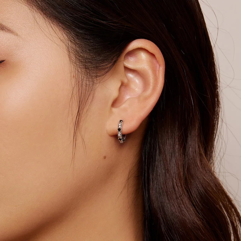 (afbeelding voor) Pandora-stijl Iris Hoops Oorbellen - SCE1605-BK - Bekijken 8