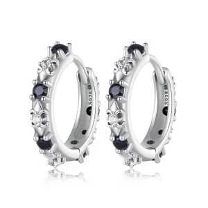 (afbeelding voor) Pandora-stijl Iris Hoops Oorbellen - SCE1605-BK
