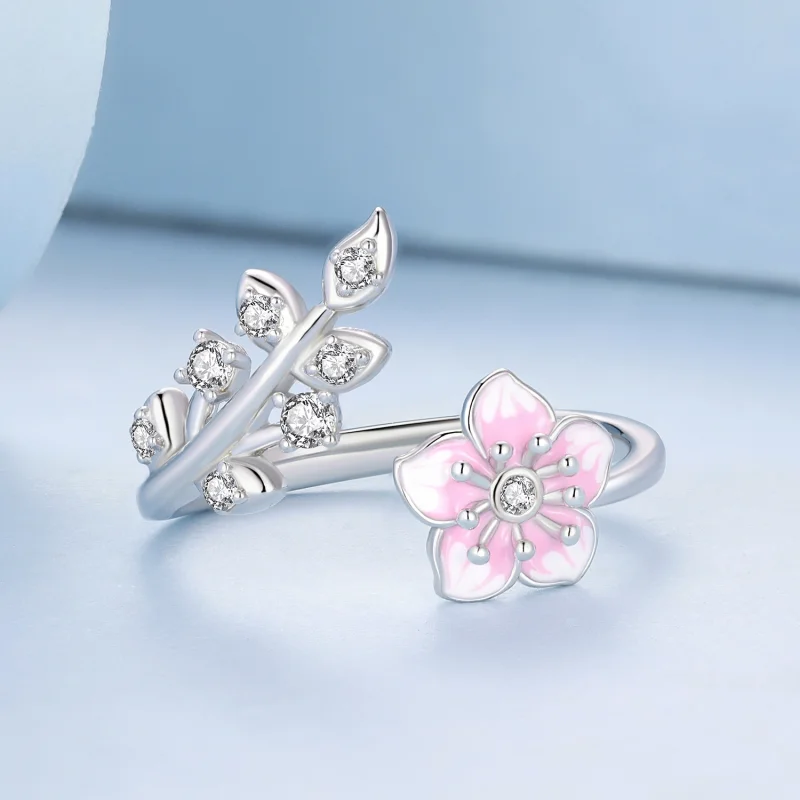 (afbeelding voor) Pandora-stijl Kersenbloesems Open Ring - BSR438 - Bekijken 3