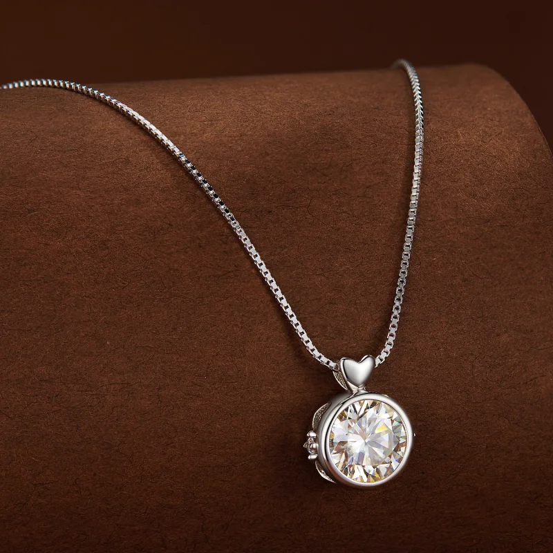(afbeelding voor) Pandora-stijl ketting met 1 karaat Moissanite - MSN013 - Bekijken 2