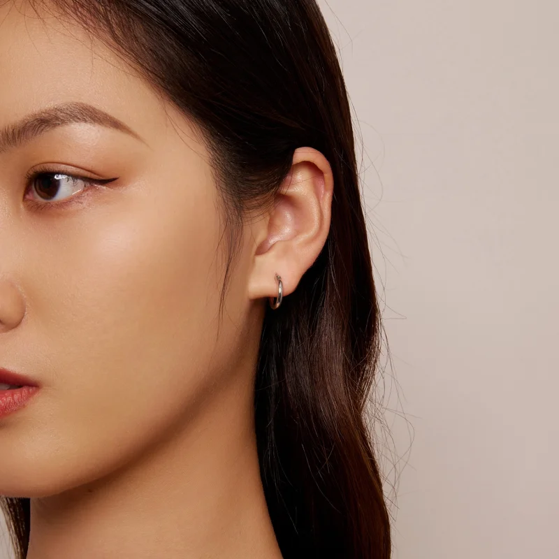 (afbeelding voor) Pandora-stijl Kleine cirkel Hoops Oorbellen - SCE1608-S - Bekijken 3