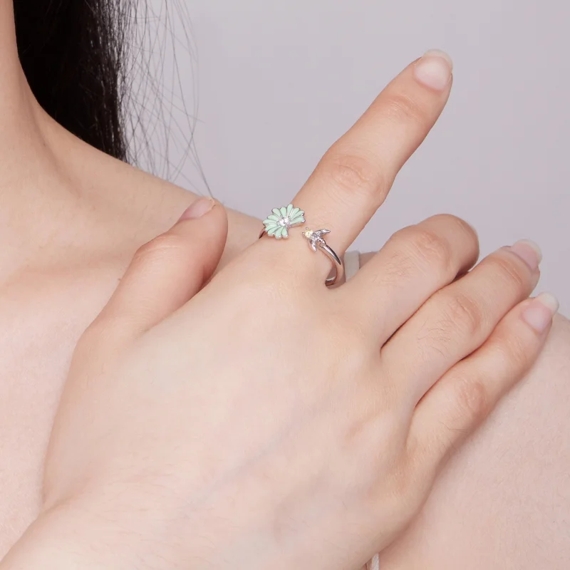 (afbeelding voor) Pandora Stijl Madeliefje Bij Open Ring - SCR929 - Bekijken 4