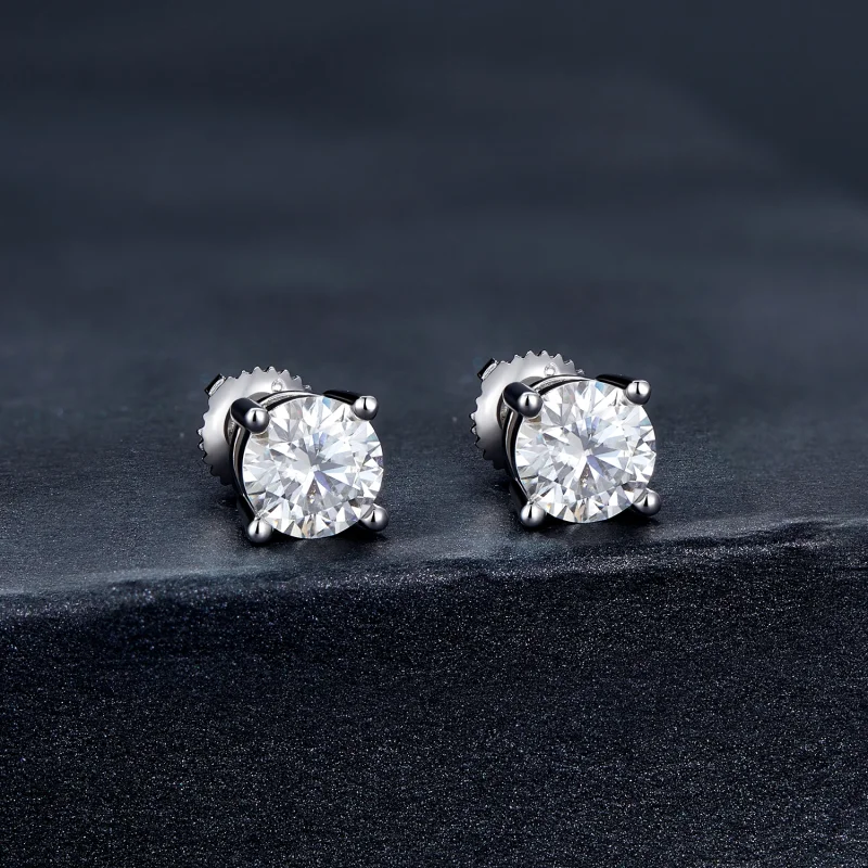 (afbeelding voor) Pandora Stijl Één karaat Vierklauw Moissanite Oorknopjes - MSE003-L - Bekijken 2