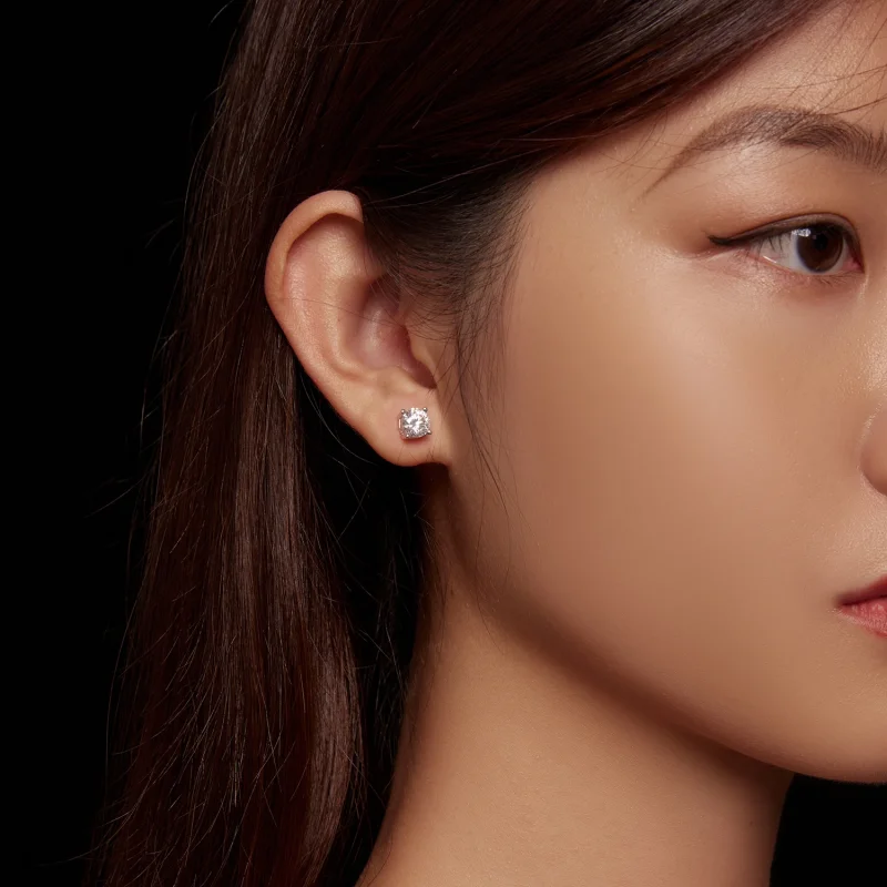 (afbeelding voor) Pandora Stijl Één karaat Vierklauw Moissanite Oorknopjes - MSE003-L - Bekijken 7