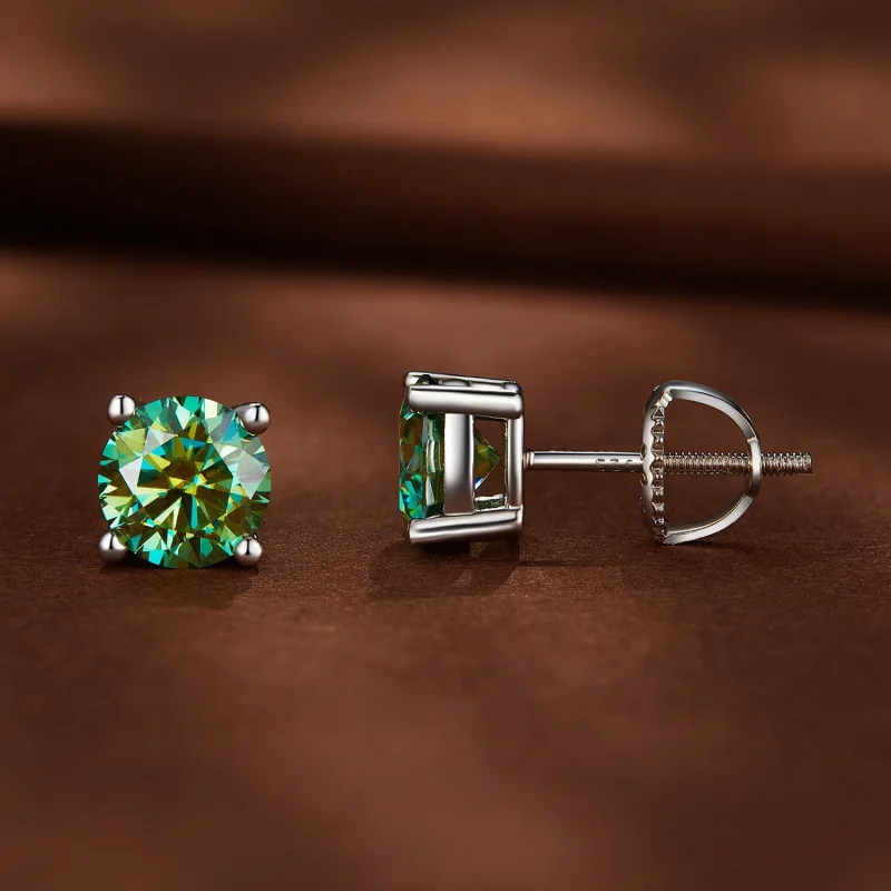 (afbeelding voor) Pandora-stijl Oorknopjes met één karaat vierpoot Moissanite - MSE003-CFL - Bekijken 2