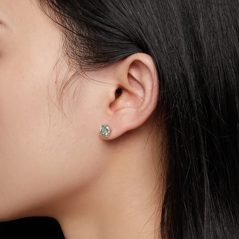 (afbeelding voor) Pandora-stijl Oorknopjes met één karaat vierpoot Moissanite - MSE003-CFL - Bekijken 5