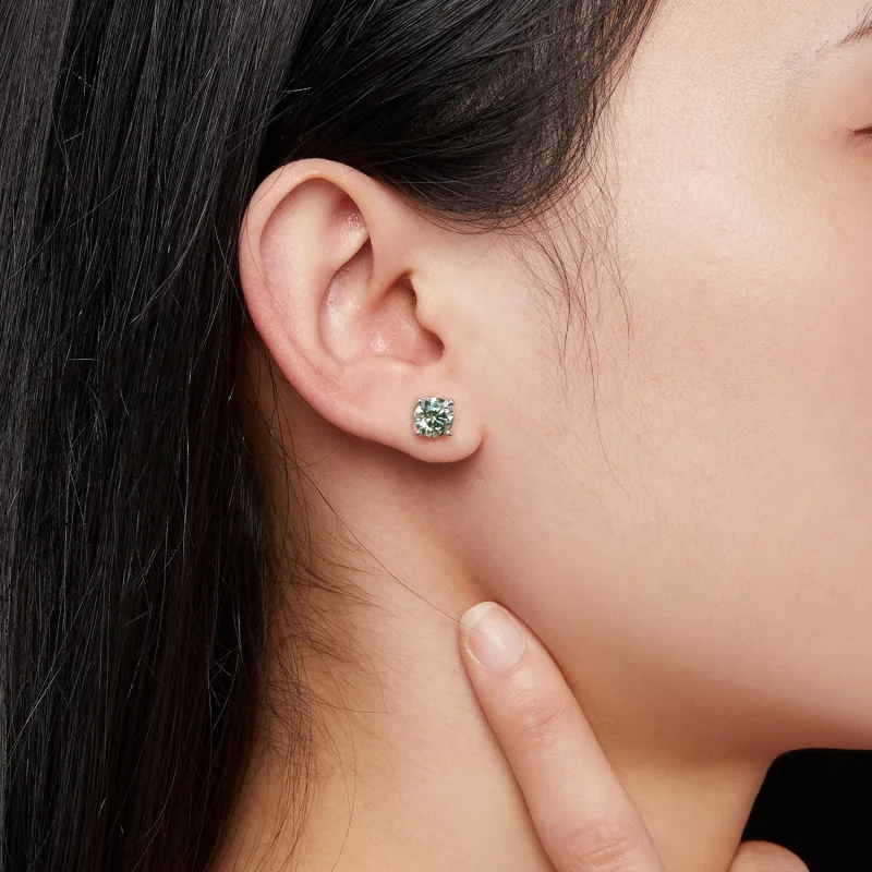 (afbeelding voor) Pandora-stijl Oorknopjes met één karaat vierpoot Moissanite - MSE003-CFL - Bekijken 6