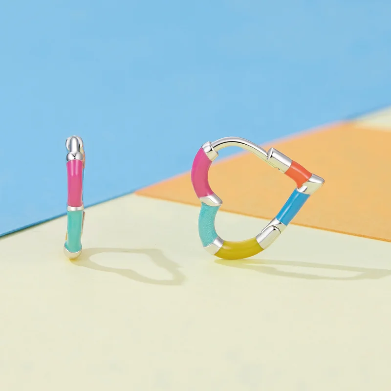 (afbeelding voor) Pandora Stijl Regenboog Hart Hoops Oorbellen - SCE1607 - Bekijken 2